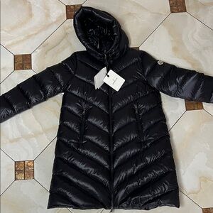 Moncler Black Shiny Quilted Hooded Puffer Jacket